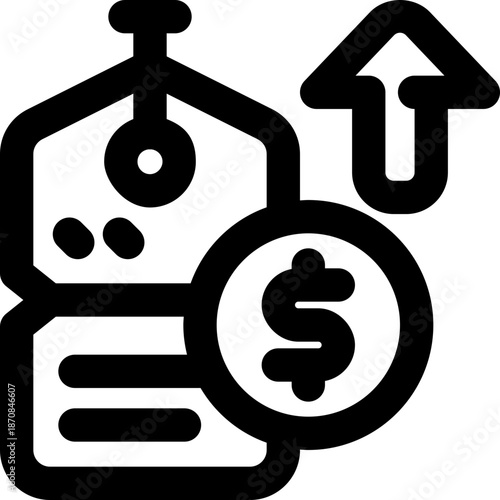 price up line icon. Clean and minimalist vector icon for websites, mobile apps, presentations, and logos. Fully scalable and customizable for any project.