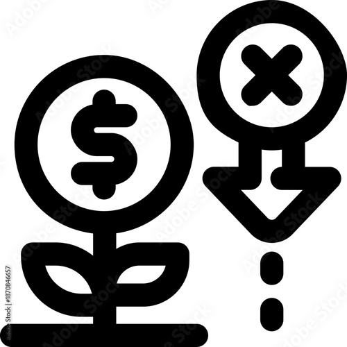 bad investment line icon. Clean and minimalist vector icon for websites, mobile apps, presentations, and logos. Fully scalable and customizable for any project.