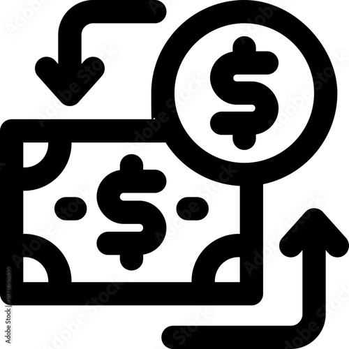 money exchange line icon. Clean and minimalist vector icon for websites, mobile apps, presentations, and logos. Fully scalable and customizable for any project.