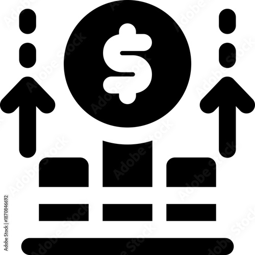 growth glyph icon. Strong and solid vector icon for websites, mobile interfaces, presentations, and visual branding. High quality and easy to edit.