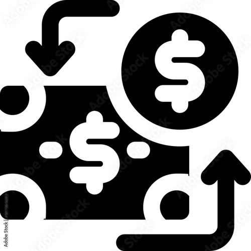 money exchange glyph icon. Strong and solid vector icon for websites, mobile interfaces, presentations, and visual branding. High quality and easy to edit.