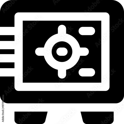 safety box glyph icon. Strong and solid vector icon for websites, mobile interfaces, presentations, and visual branding. High quality and easy to edit.