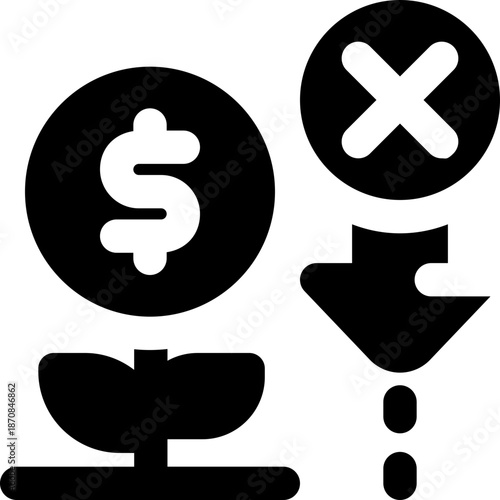 bad investment glyph icon. Strong and solid vector icon for websites, mobile interfaces, presentations, and visual branding. High quality and easy to edit.