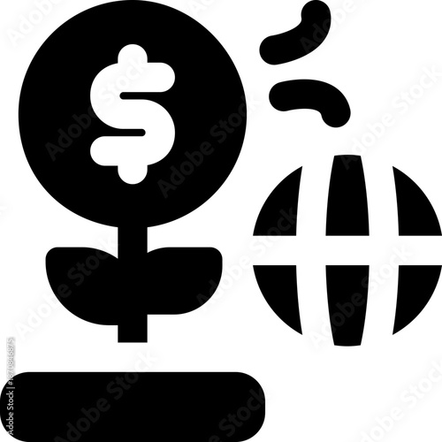 global investment glyph icon. Strong and solid vector icon for websites, mobile interfaces, presentations, and visual branding. High quality and easy to edit.
