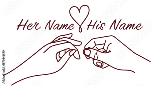 One Line Art of Hands Performing Pinky Promise Illustration