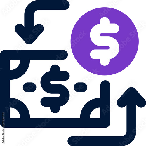 money exchange duotone icon. Sleek and modern vector icon for websites, mobile apps, marketing materials, and corporate design. Fully scalable and ready to use.