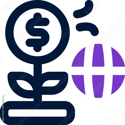 global investment duotone icon. Sleek and modern vector icon for websites, mobile apps, marketing materials, and corporate design. Fully scalable and ready to use.