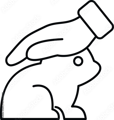Hand gently petting a rabbit's head, representing animal care and welfare
