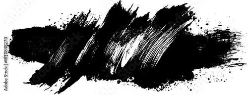 Bold black ink painting with high contrast sumi-e brushstrokes for artistic design