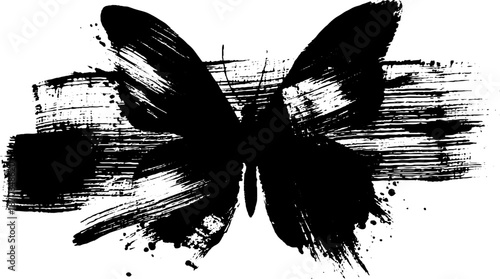 Bold black ink butterfly with brushstroke silhouette for urban art and design