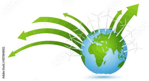 eco-friendly global energy solutions with wind turbines representing renewable power sources