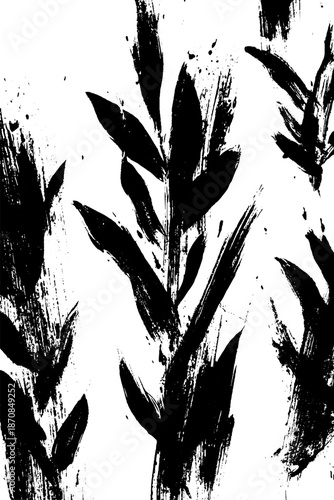 Bold black ink sumi-e painting with high contrast brushstroke design for art prints