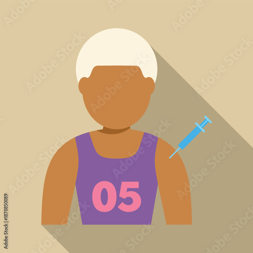 Athlete wearing a numbered jersey receiving an injection into their arm