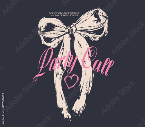 Brush line art Bow graphics. girls t-shirt design in vintage artwork. hand draw BOW illustration.