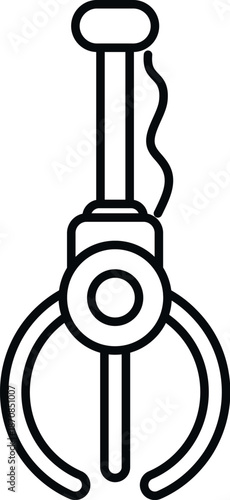 Claw machine grabber device for arcade games and toys, line art icon