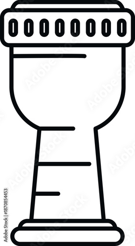 Goblet shaped percussion instrument line icon on isolated white background