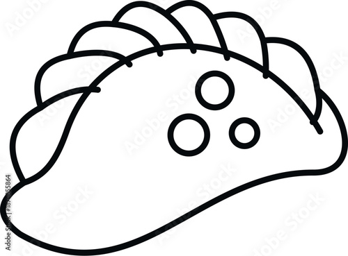 Empanada dumpling line drawing, representing traditional latin american street food