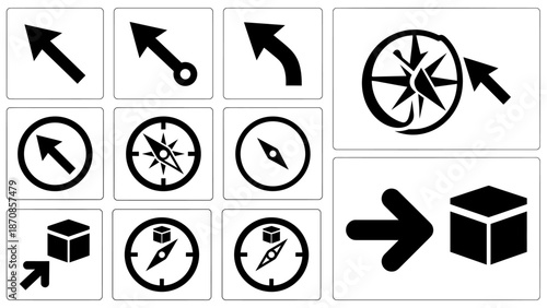 Collection of Navigation and Directional Icons and Symbols. Vector Illustration. EPS Editable