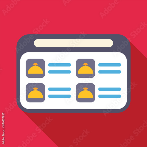 Food cloche icons representing restaurant dishes and online ordering options on a screen