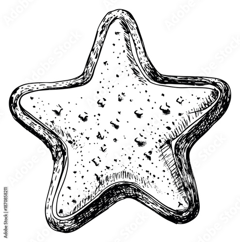 Hand drawn illustration of a star cookie depicting a festive treat for holiday celebrations