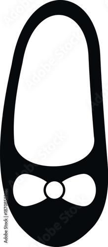 Black graphic silhouette of a ballet flat shoe with a decorative bow
