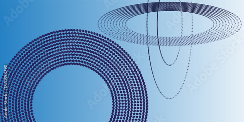 Abstract deep blue sphere of glowing particle waves and energy modern art dot elegant