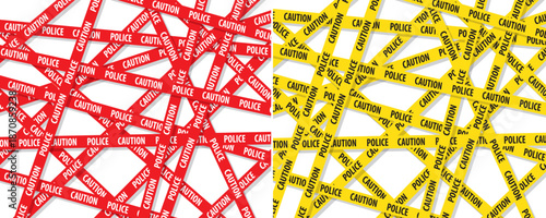 Yellow black Red diagonal stripes line. Safety stripe warning caution hazard danger road vector sign symbol. Long danger ribbon. Vector illustration on white background. 