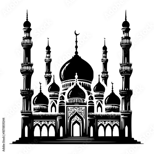 silhouette of mosque , vector illustration of a mosque