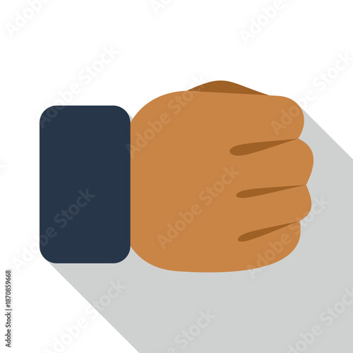 Hand clenching a fist, representing strength, protest, and revolution on white background