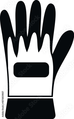 Hand wearing a single protective glove for cleaning tasks