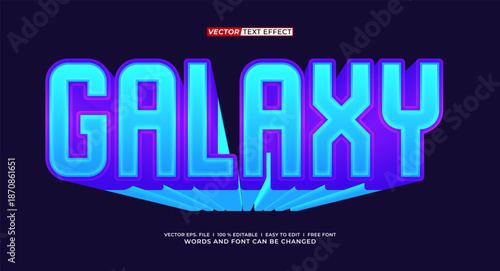 Galaxy Neon 3D Editable Text Effect Vector