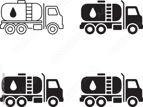 four different oil tanker truck icons