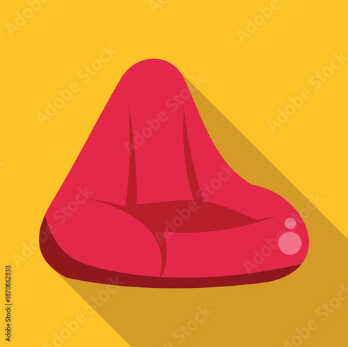 Red beanbag chair bringing comfort and relaxation against yellow background