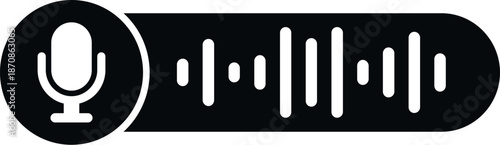 Voice recording user interface element displaying waveform and microphone
