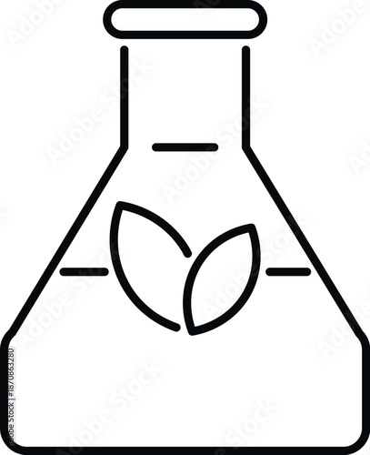 Erlenmeyer flask icon containing leaves, representing green chemical processes