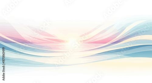 Abstract colorful waves with a bright light resembling a sunrise or sunset