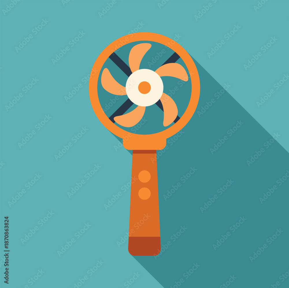 Obraz premium Portable electric fan providing cooling comfort in a flat design style