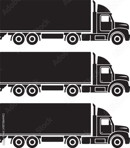 blacktrucksilhouettewithtrailerisolatedonwhitebackground
