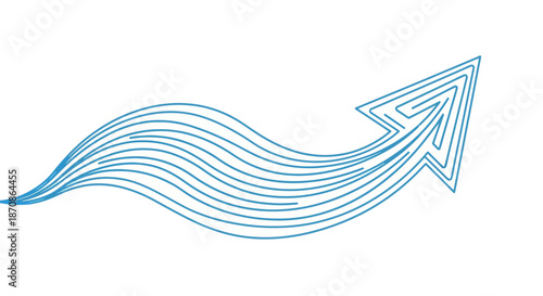 Stylized abstract arrow with flowing lines representing growth and progress