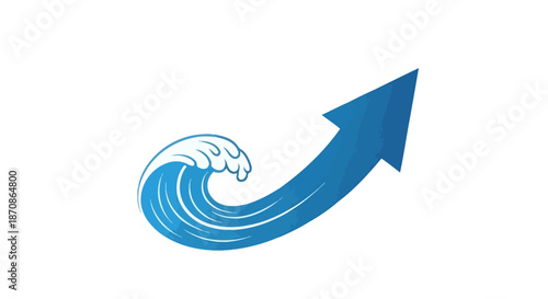 Concept of Growth and Progress Represented by a Dynamic Arrow Merging with a Wave