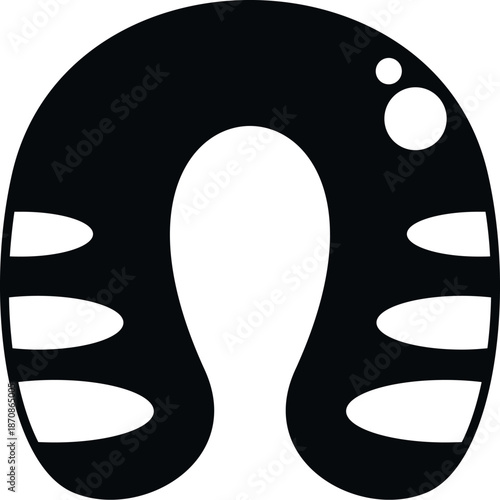 Black and white icon of inflatable neck pillow for comfortable travel
