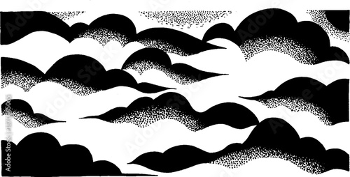 Black and white abstract cloud patterns with textured details