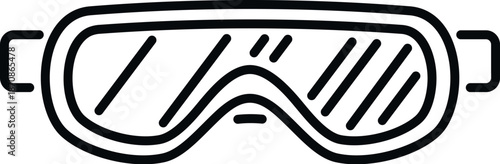 Ski goggles line art icon for winter sports and eye protection
