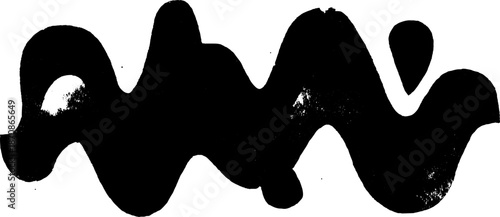 Abstract black ink wave on white background with textured curves