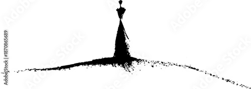 Abstract black ink silhouette of a woman with flowing dress