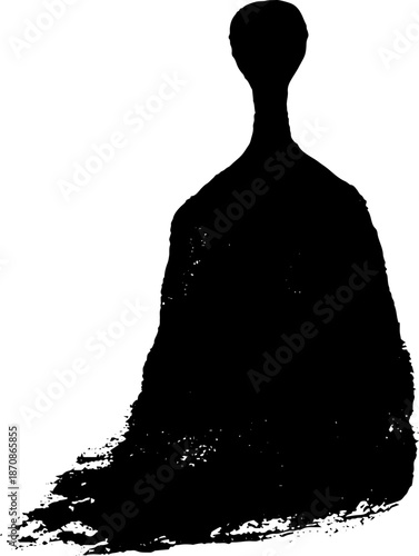 Abstract black ink silhouette of a mysterious figure