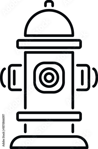 Fire hydrant line art illustration representing urban fire safety and emergency