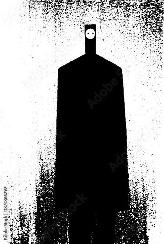 Mysterious monochrome figure in abstract black and white art