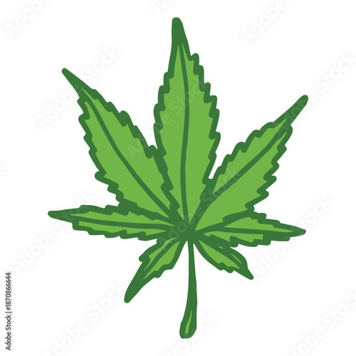 Hand drawn cannabis leaf Medicine marijuana Hemp leaves clipart in doodle style Single element for print, web, design, decor