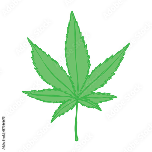 Hand drawn cannabis leaf Medicine marijuana Hemp leaves clipart in doodle style Single element for print, web, design, decor